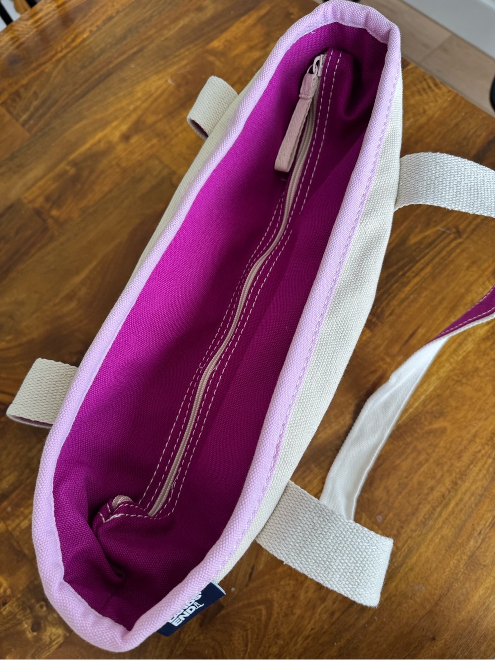 Lands End Canvas Zip Top Tote Bag Long Handle Purple Medium New Pockets Travel - Picture 7 of 10